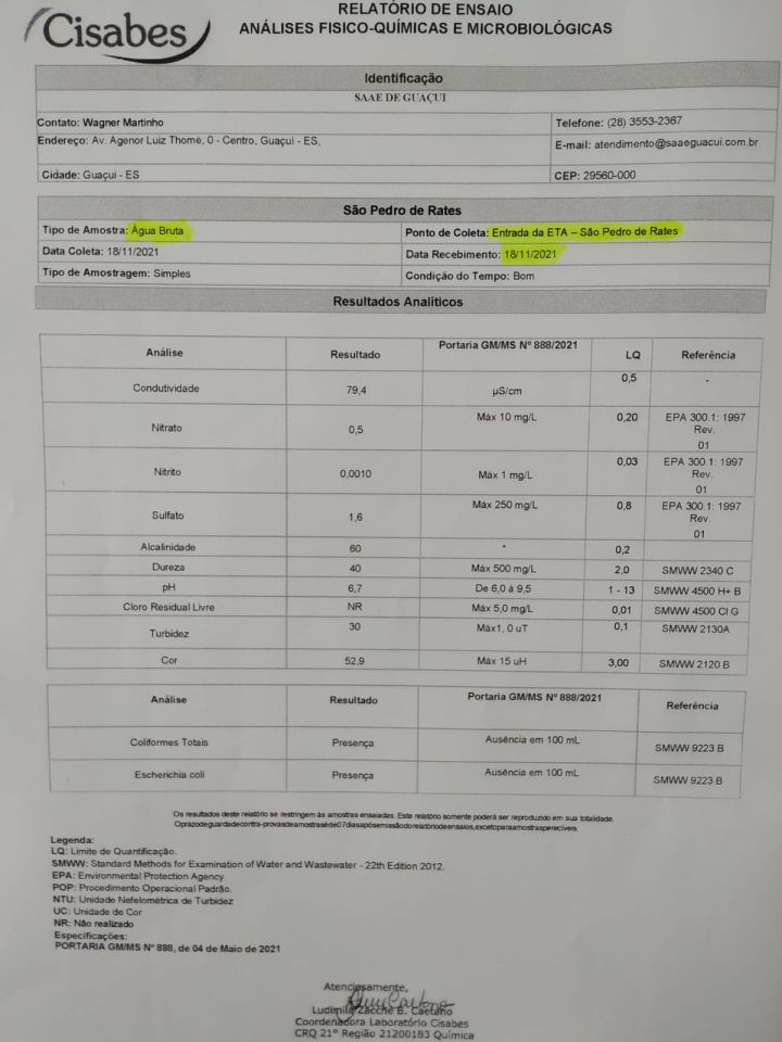 ETA SÃO PEDRO DE RATES: ÁGUA BRUTA E ÁGUA TRATADA PARA DISTRIBUIÇÃO ETA SÃO PEDRO DE RATES: ÁGUA BRUTA E ÁGUA TRATADA PARA DISTRIBUIÇÃO