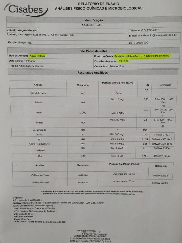 ETA SÃO PEDRO DE RATES: ÁGUA BRUTA E ÁGUA TRATADA PARA DISTRIBUIÇÃO ETA SÃO PEDRO DE RATES: ÁGUA BRUTA E ÁGUA TRATADA PARA DISTRIBUIÇÃO